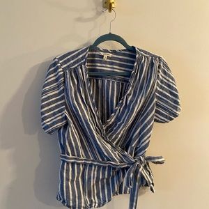 Blue & White Cropped Top